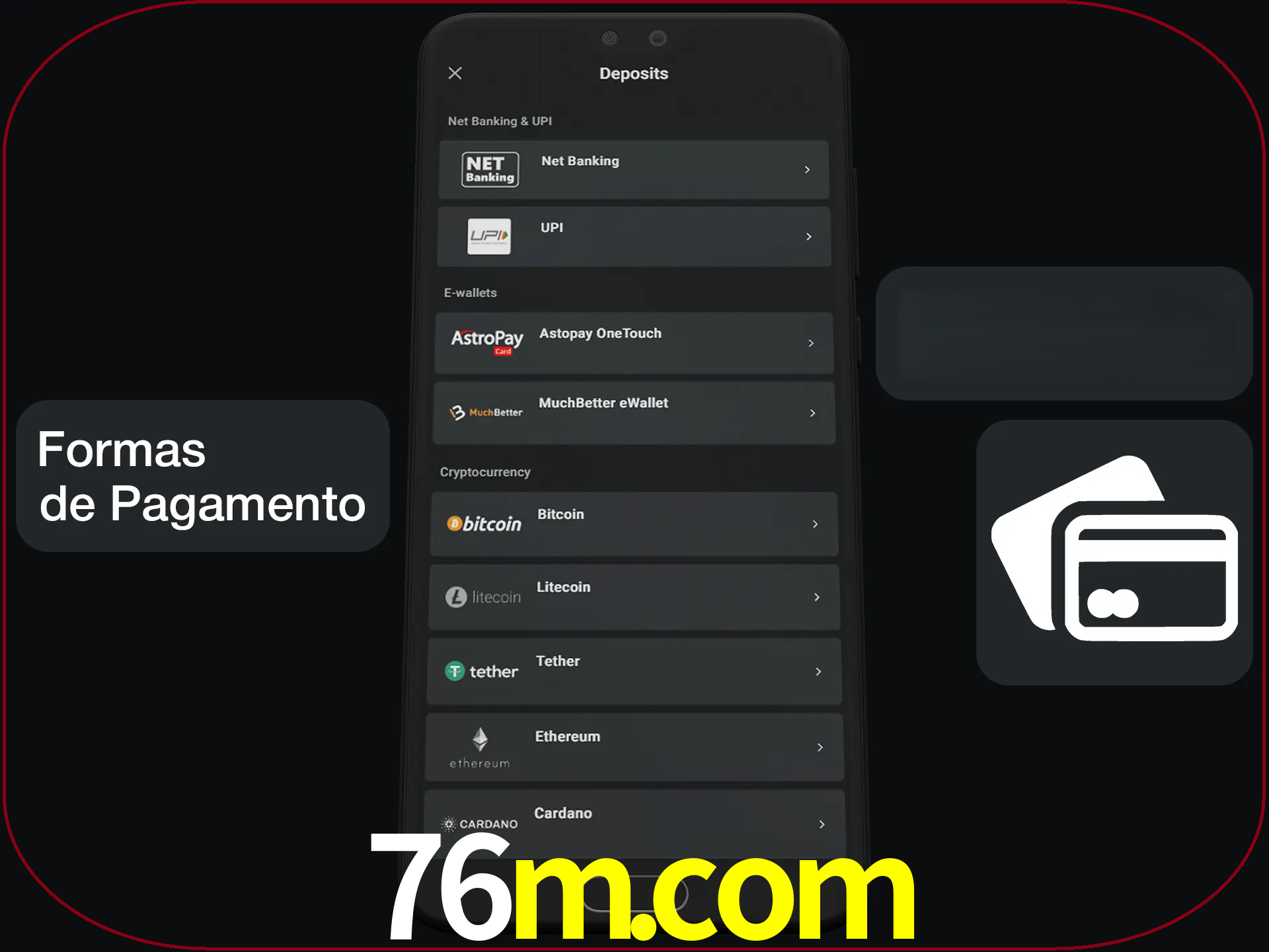 Escolha a forma de pagamento de sua preferência.
