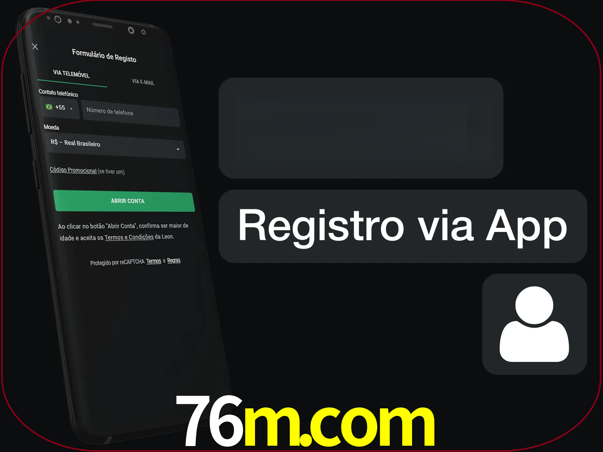 Registre-se com duas etapas usando o aplicativo.