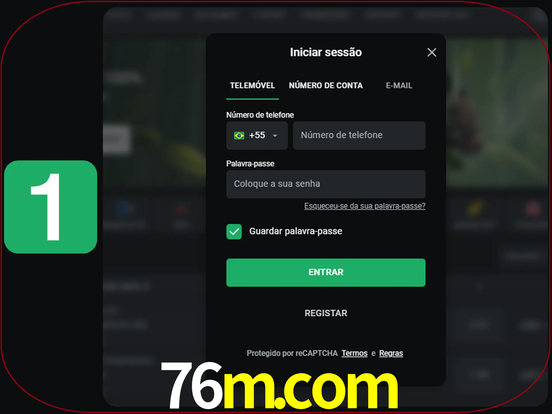 Clique no botão Entrar.